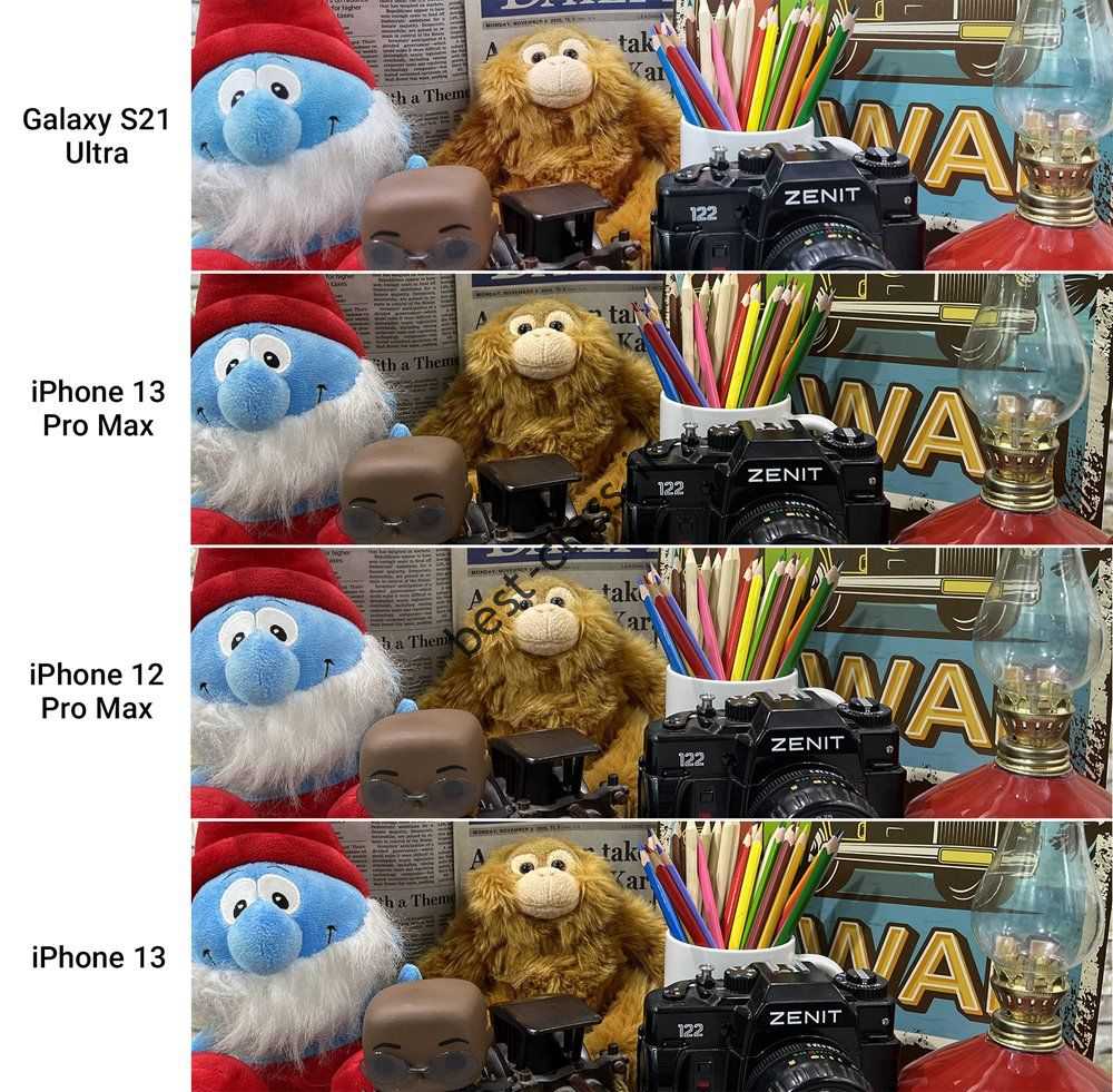 مقایسه رنگ ها و جزئیات دوربین های آیفون 13، آیفون 13 پرو مکس، آیفون 12 پرو مکس و گلکسی اس 21 فوق عریض